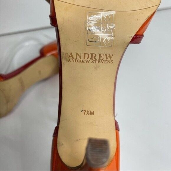 Women D Orsay  Orange Patent Leather Heels Sz 7 1/2 M Andrew Stevens - Picture 10 of 13